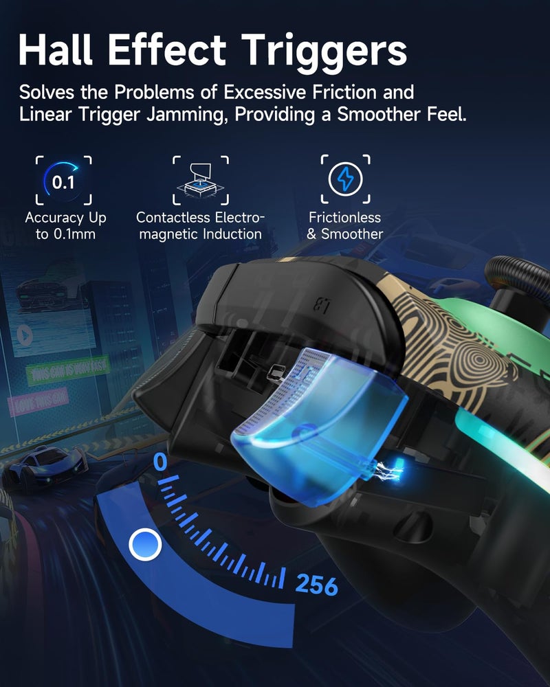 EasySMX X15 PC Controller - Enhanced Wireless Bluetooth Controller with Hall Joysticks/Hall Triggers/RGB Lighting - No Stick Drift, No Dead Zone - Work for Windows PC, Android, Steam and Switch - Image 3